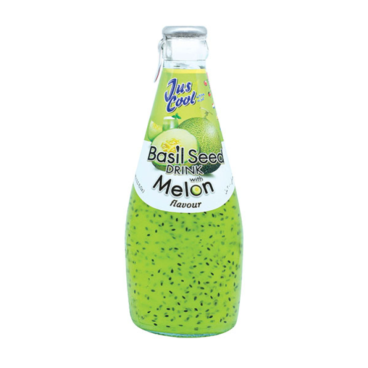 Jus Cool Basil Seed Melon Drink Glass Bottles Top Op Foods