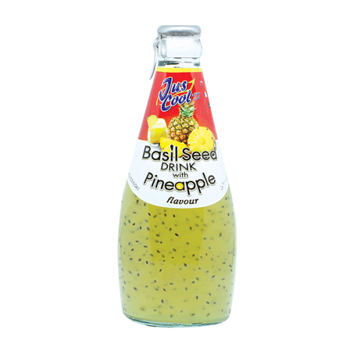 Jus Cool Basil Seed Pineapple Drink Glass Bottles