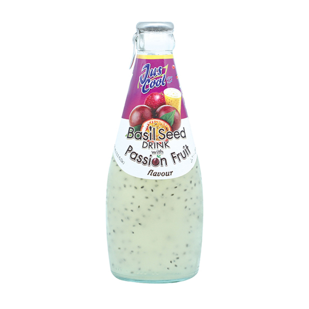 Jus Cool Basil Seed Passion Drink Glass Bottles Top Op Foods