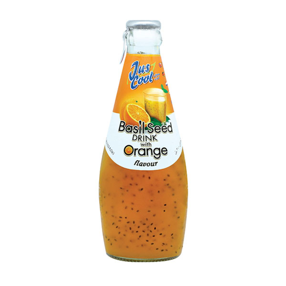 Jus Cool Basil Seed Orange Drink Glass Bottles Top Op Foods